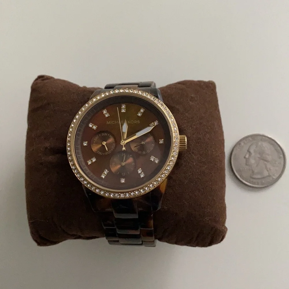 MICHAEL Michael Kors Ritz Crystal Index Multi-Function Water Resistant SS Watch